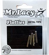 Mr Lacy Flatties Zwart-Metal Tips zilver metalic 130 cm lang 10mm breed High Quality