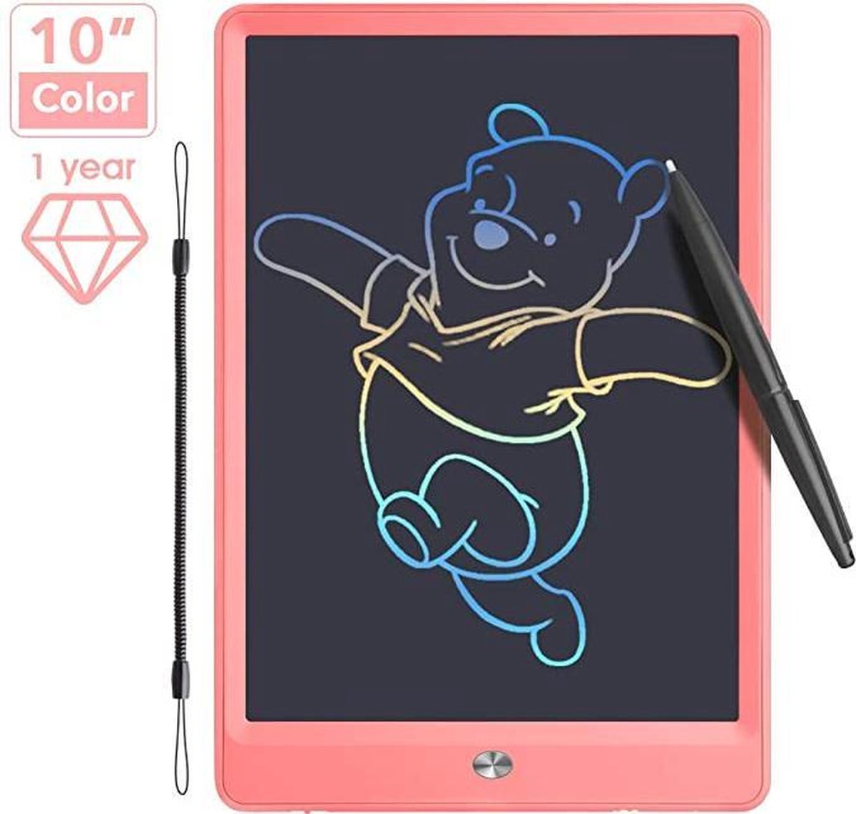 Tekentablet - Jeon Lcd-schrijfbord met kleurrijk scherm, 10 inch wisbaar tekenblok Doodle board, grafische tablet tekenbord met schakelslot, cadeau voor kinderen en volwassenen (10 inch, roze)