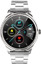 Belesy® MARS - Smartwatch Ladies - Smartwatch Men - Montre - Tension artérielle - ECG - Podomètre - 1,3 pouces - Écran couleur - Full Touch - Argent - Acier - Lien
