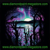 Lenks Diamond painting zonsondergang over paars meer 40 X 50cm ronde steentjes full paint Diamond Paint 3362NC