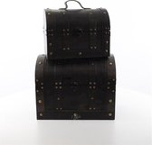 Houten koffers met deksel - set van 2 - bruin