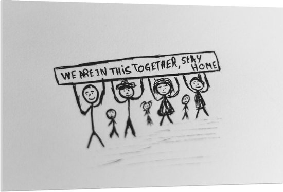 Forex - Cartoon van ''We Are in This Together,, Stay Home'' - Foto op Forex
