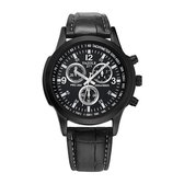 Yazole Casual Horloge met zwarte polsband (Zwarte wijzerplaat)