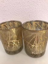 Glazen potjes voor waxinelichtjes set - 2 stuks