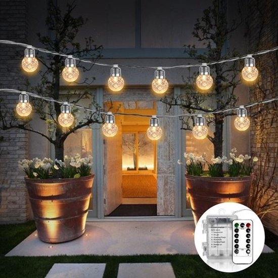 Licht snoer lichtslinger - 20 lampen op batterij - 6 meter - warm wit | bol.com