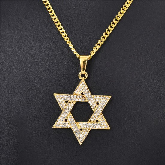 Zilveren Davidster in ring ketting hanger op voorraad