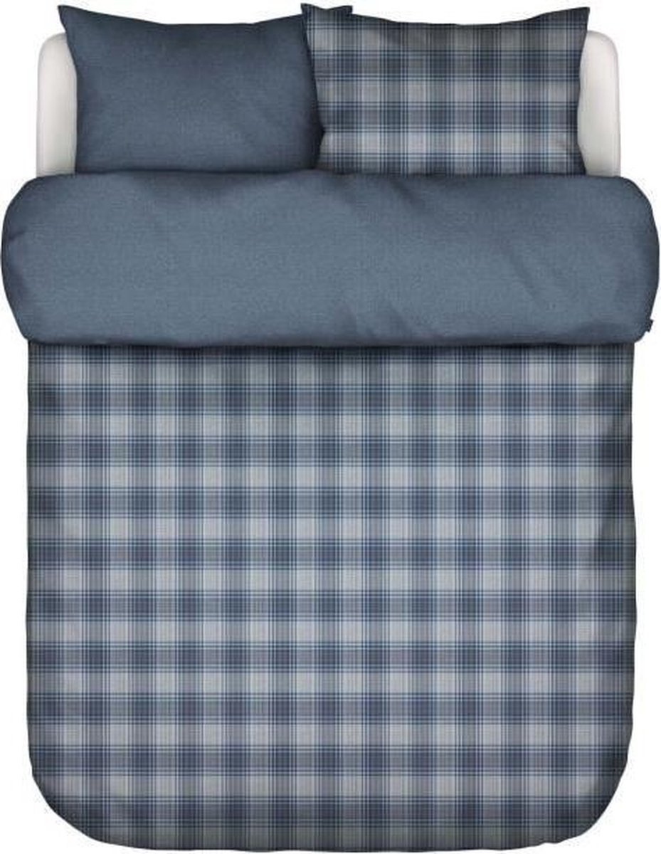 FLANEL 100% katoen dekbedovertrekset 260x220 cm + 2 slopen 60x70 cm HALFOSS BLAUW - GAREN GEVERFD KATOEN FLANEL - MARC O'POLO collectie