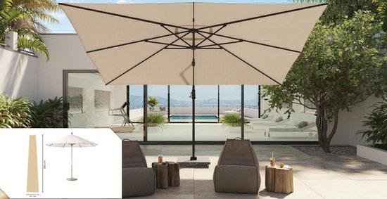 Weersbestendige Parasol hoes - 300 x 70 cm - zand kleur + gratis aluminium  stok –... | bol.com