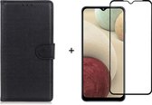 Samsung Galaxy A32 5G zwart agenda book case hoesje + full glas screenprotector