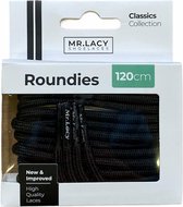 Mr. Lacy veters zwart rond-roundies high- quality 120cm lang 5mm breed - Extra sterk - rond