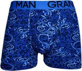 Heren boxershorts katoen met bamboe 3 pack Grandman print  blauw XXL