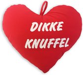 KUSSEN HART 30CM MET TEKST "DIKKE KNUFFEL"