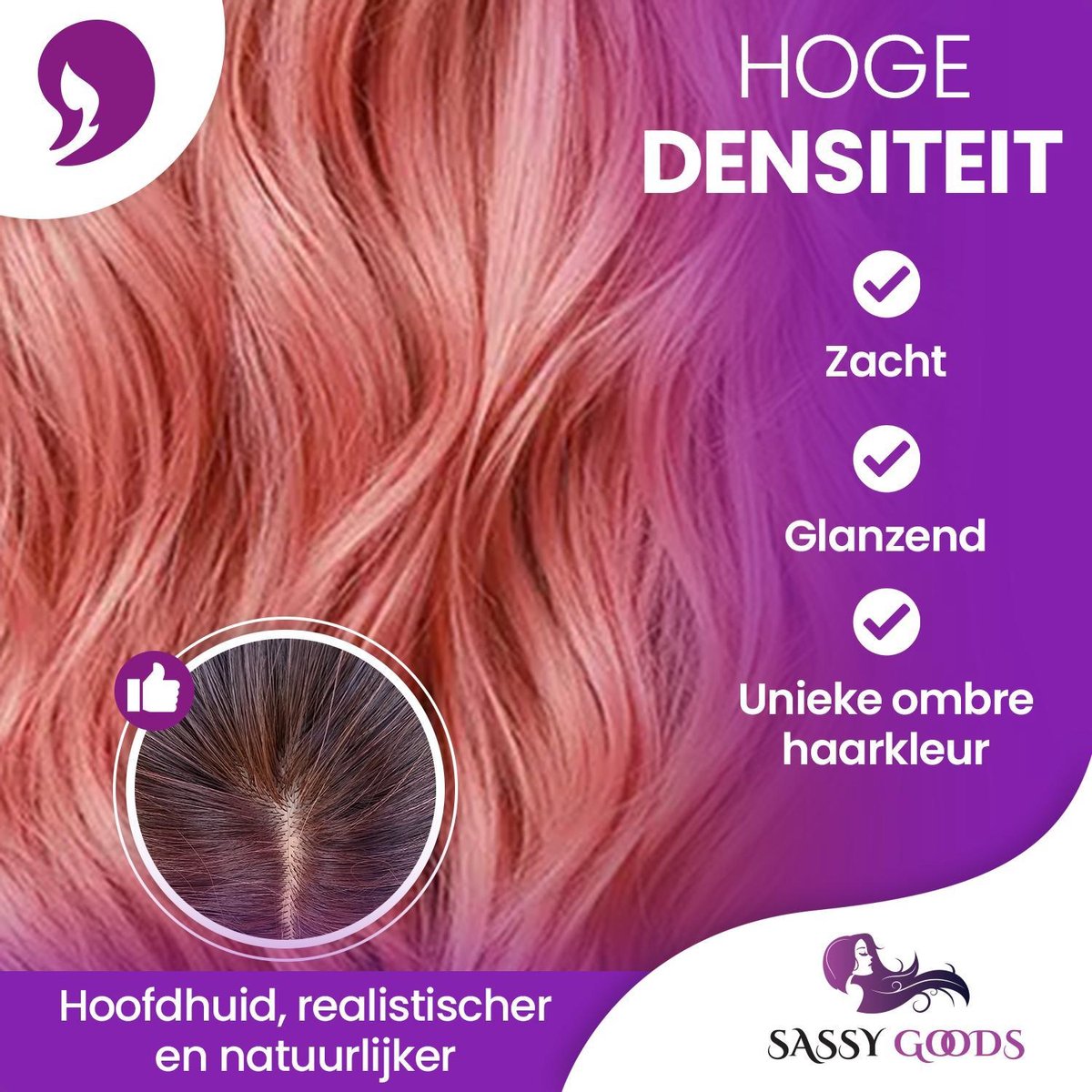 SassyGoods Roze Pruik - Pruiken Dames Lang Haar - Wig - Haarstuk - Wasbaar - 70 cm — afbeelding 10