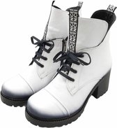 La Pèra Witte leren bikerboots met hak Laars Cassido wit - Maat 40