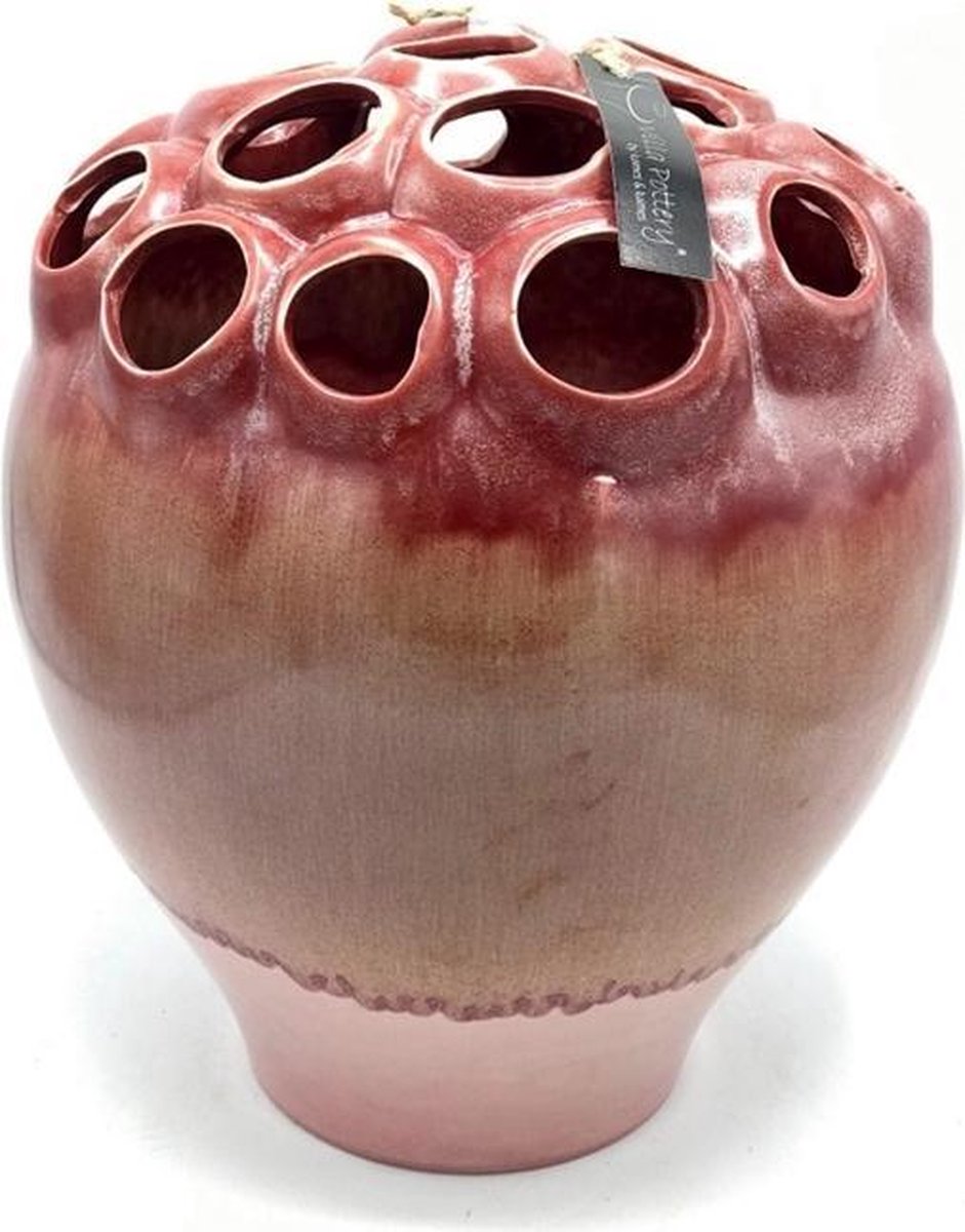 Villa Pottery Rode vaas Coral D28 x H33 – Rode vaas Coral 28 x 28 x33