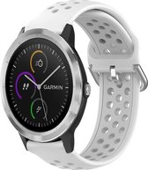 Siliconen Smartwatch bandje - Geschikt voor  Garmin Vivoactive 4 siliconen bandje met gaatjes - 45mm - wit - Horlogeband / Polsband / Armband