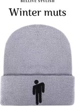 Muts - Beanie - Comfortabel - Billie Eilish -Dames & heren - Unisex - Cadeau - Kinderen - wintermuts - Ski muts -Grijs