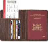 Goodline® - Paspoort Hoesje / Paspoorthouder - V1 - Houtpatroon Donkerbruin