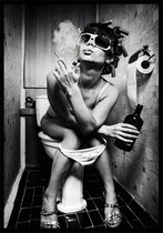 Punt. Poster - Toilet Smoking - 29.7 X 21 Cm - Zwart En Wit