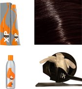 XP100 haarverf pakket kleur 5.75  Lichtbruin & Bruin & Mahonie (1x 100ML) met 9% waterstof ( 1x 250ML) incl verfbakje, kwast, maatbeker, puntkam en handschoenen