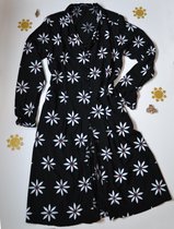 Dames blousejurk  zwart met bloemenprint volwassen lange mouw  viscose  luxe chic maat 36