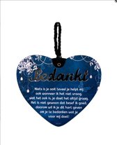 Liefdes hart Bedankt niets is .... met een pakkende tekst - MDF - 14x17 - Geschenk