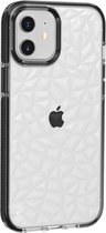 iPhone 12 Pro Hoesje – Diamant – Zwart - Black – Schokbestendig – Transparant – Silicone – Dun – Cover – Backcover - Clear - Geschikt voor Apple – Case – Shockproof - Bescherming – Smartphone