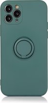 iPhone 12 Pro Max Hoesje - Groen - Green – Ring – Metaal – Houder – Auto - Backcover – Geschikt voor Apple – Case – Schok – Shockproof – Cover – Bescherming – Smartphone – Telefoon Accessoire
