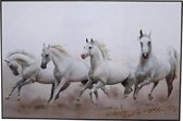 WOONENZO Paarden-Wit -Schilderij-Canvas-Incl.Lijst-150x100-Wanddecoratie