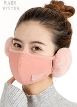 2 stuks Mondkapje Wasbaar met Oorwarmer 100% Katoen voor vrouw - Perzik roze + Rose roze - Herbruikbaar Mondmasker met Oorwarmer - Katoen Mondkapje - Mouth Mask - Stoffen mond mask