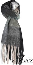 sjaal dik - geblokt -zwart /taupe/groen- 100% Viscose