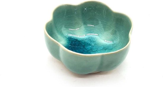 Tapas schaaltjes - Snack schaaltjes - Handgemaakt en geschilderd - Turquoise 9 cm (4 stuks) - DeSfeerbrenger