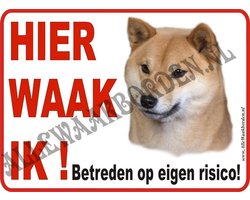 Waakbord - Shiba Inu 189 a - Hier waak Ik - 15 x 20 cm - Roestvrij Aluminium