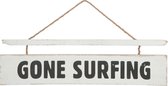 J-Line Plakkaat Gone Surfing Hout Wit/Zwart Set van 2 stuks