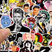 Singer stickers - 50 stuks - Queen stickers - David Bowie stickers - Elvis Presley stickers - The Beatles stickers - John Lennon - Bob Marley stickers - Coldplay - U2