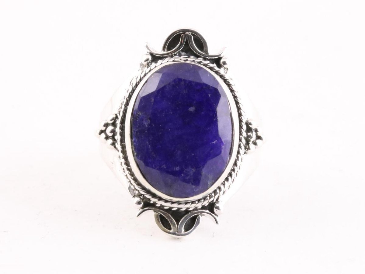 Bague en argent et Saphir bleu de Ceylan non chauffé-9398CU