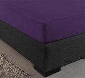 Dekbeddenwereld- hoeslaken- jersey- stretch-Lits-Jumeaux- 180x200+30cm- geschikt voor boxspring- paars