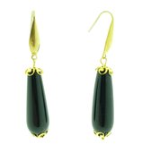 KIYAYO Edelstalen oorbellen obsidiaan druppel - goud