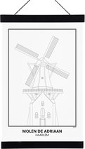 SKAVIK Molen de Adriaan - Haarlem - Poster met houten posterhanger (zwart) 21 x 30 cm