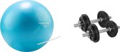 Tunturi - Fitness Set - Tunturi Fitnessbal 25 cm & Halterset 20 kg incl 2 Dumbbellstangen
