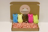 Poezenparadijs - knuffelbox - knuffel met kattenkruid - kattenkruid - knisperfolie - tanden slijpen - gekleurd - speelgoed/speeltjes voor katten
