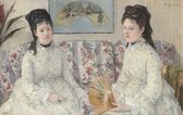 Berthe Morisot, De zussen, 1869 op canvas, afmetingen van dit schilderij zijn 60 X 90 CM