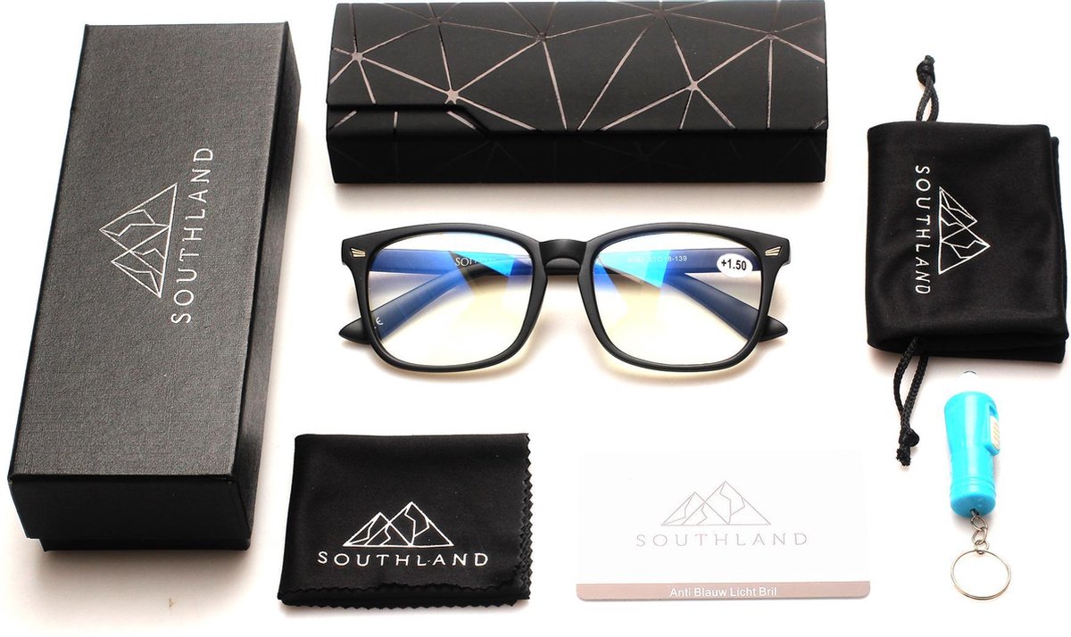 Southland Computerbril Op Sterkte +1.5 - Blauw Licht Bril - Blauw Licht Filter Bril - Blue Light Glasses - Beeldschermbril - Blue Light Filter Bril