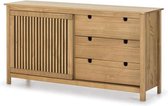 VALENTINA Laag dressoir 1 deur 3 lades - Decor van gewaxt eiken - L 150 x D 40 x H 80 cm