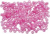 Rocailles, afm 8/0 , d: 3 mm, roze, 500gr, gatgrootte 0,6-1,0 mm