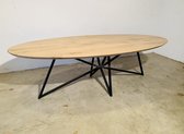 Ovalen eettafel - unieke design poot- stalen tafelpoot- eettafels- ovaal- facetrand