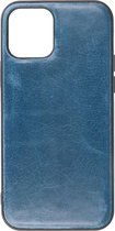 DiLedro - BackCover Echt Leer iPhone 12 Mini Shock Proof - Marble Blue