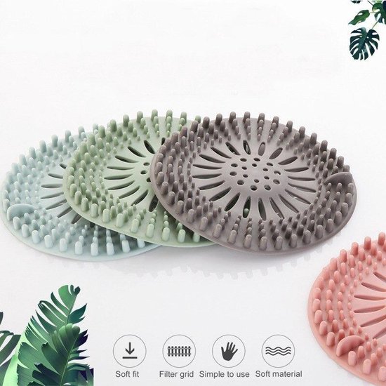 Haarvanger, Vierkante Afvoerafdekking Voor Douche Siliconen Haarstop Met Zuignap Eenvoudig Te Installeren Pak Voor Badkamer Bad Keuken 2 Pack Grijs Wit