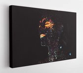 Portrait of a girl painted in fluorescent powder. Halloween concept - Modern Art Canvas - Horizontal - 1194541081 - 115*75 Horizontal
