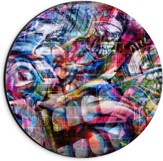 Dibond Wandcirkel - Gekleurde Muurschildering - 20x20cm Foto op Aluminium Wandcirkel (met ophangsysteem)
